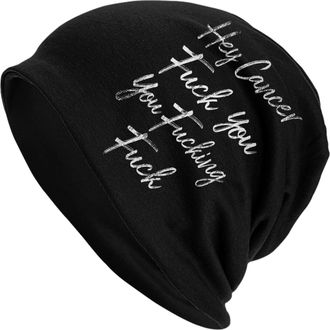 Generic Beanie Hat Funny Hey Cancer Fuck You You Fucking Fuck Cuffed Thermal Cap Durable Knit Cap for Ski Winter Men