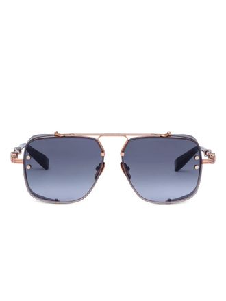 Balmain geometric-frame sunglasses - unisex - Titanium - One Size - Black
