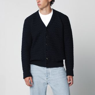 Bottega Veneta Intrecciato wool cardigan in midnight blue