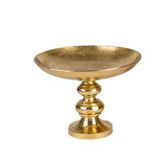 Schubiger M&ouml;bel Schale Auf Fuss, Aluguss, Gold, H: 26 cm
