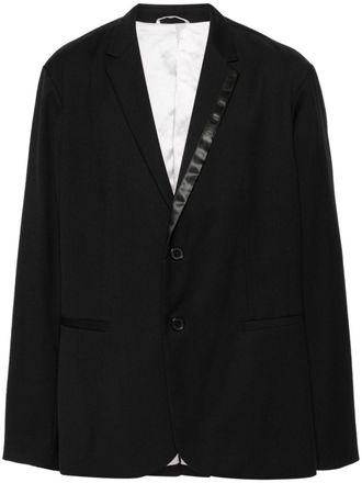 A|X Armani Exchange logo-tape blazer - men - Polyester/Flex Polyester/Elastane/Viscose - 50 - Black