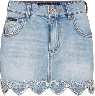 Philipp Plein Rokken, Dames, Blauw, XS, Katoen, Mini Rok Hart