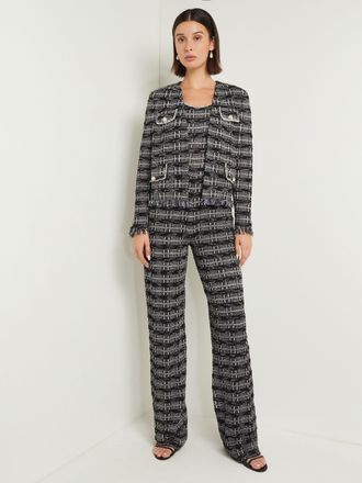Misook Rhinestone Accent Tweed Knit Jumpsuit