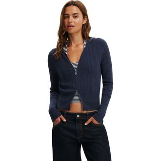 Cotton On Womens Everfine Hooded Knit in Ltw Navy Cable at Nordstrom, Size Xx-Small