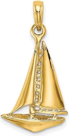 Diamond2Deal 14k Yellow Gold 3-D Polished Sailboat Charm Pendant