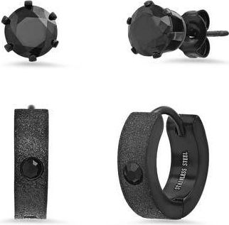 Steeltime Set of 2 Pair Earrings in Black at Nordstrom Rack