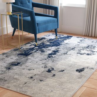 Safavieh Adirondack Machine Made Area Rug, Navy / Grey Contemporary Style Easy Care