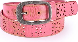OLD TREND Blooming Genuine Leather Perforated Floral Vintage Belt in Pink at Nordstrom, Size Medium