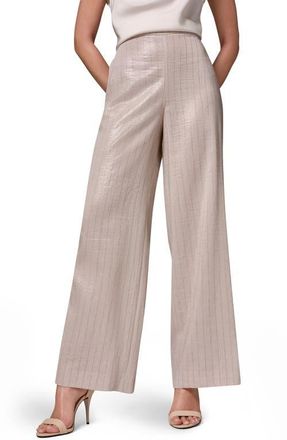DKNY Shine Pinstripe Wide Leg Pants in Sisal/Canyon at Nordstrom, Size X-Small