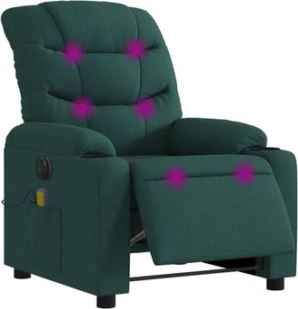vidaXL Vidaxl - Sill&oacute;n Reclinable De Masaje El&eacute;ctrico Tela Verde Oscuro