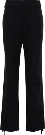 Christophe Lemaire Cotton Drawstring Broeken - Dames - Straight fit broeken - Zwart - S - Katoen - Broeken