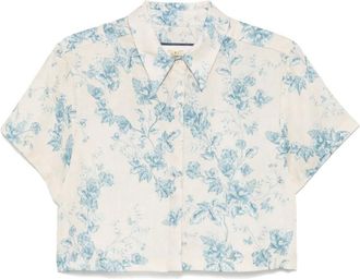 Agua Bendita Gonna in lino a fiori - Toni neutri