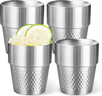 OEM Confezione Da 4 Bicchieri Termici In Acciaio Inox Da 300 Ml, Impilabili, Ideali Per Viaggi, Campeggio E Attivit&agrave; Allaperto