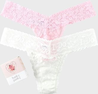 Hanky Panky I Do Low-Rise Shimmer Lace Thong Two-Pack