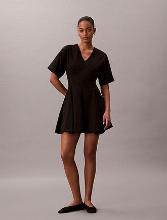 Calvin Klein Short Sleeve Poplin Mini Dress