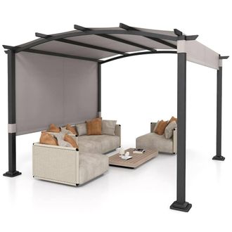 Costway Costway Outdoor Pergola w/ Sunshade Canopy Arched Patio Garden Shelter in Grey
