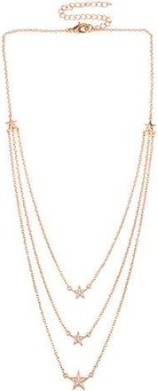 Kenneth Jay Lane 14K Rose Gold Plated 3 Layer Pave Star Necklace in Clear-Rose Gold at Nordstrom Rack