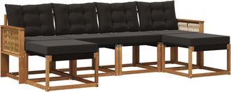 vidaXL Conjunto De Sof&aacute;s De Exterior 6 Uds. Natural Y Negro Vidaxl