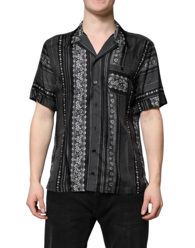 Silk Floral Print Shirt - Black