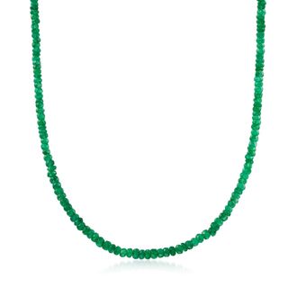 Ross-Simons Emerald Bead Necklace in 14kt Yellow Gold With Magnetic Clasp