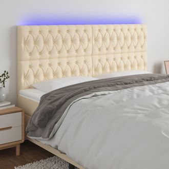 vidaXL Cabecero Con Luces Led Tela Crema 180x7x118/128 Cm Vidaxl