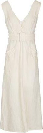 8 by YOOX LINEN BELTED MIDI DRESS