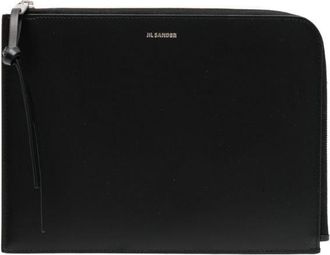 Jil Sander medium logo-lettering leather cardholder - men - Calf Leather - One Size - Black