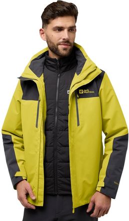 Jack Wolfskin 3-in-1-Funktionsjacke JACK WOLFSKIN JASPER 3IN1 JKT M, Herren, Gr. XXL, chartreuse, Obermaterial: 100% Polyester, normal, mit verstellbarem Klettversc