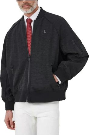 Calvin Klein Bomberjack met zichtbare rits - Heren - Vesten met rits - Zwart - S - Hoodies & sweatvesten