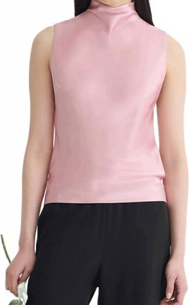 Nanushka Colson Slip Satin Turtleneck Top In Pink