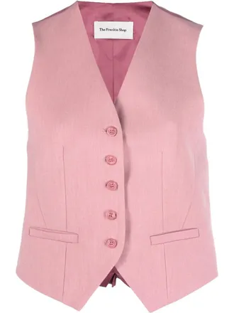 Frankie Shop Gelso tailored waistcoat - women - Wool/Rayon/TENCEL - L - Pink