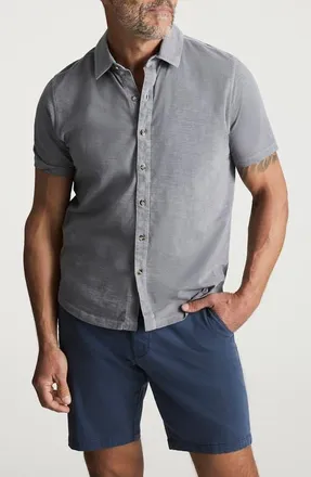 34 Heritage Short Sleeve Slub Cotton Jersey Button-Up Shirt in Chiseled Stone at Nordstrom, Size X-Large
