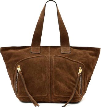 AllSaints Jean Rey Suede Tote in Sugar Brown at Nordstrom