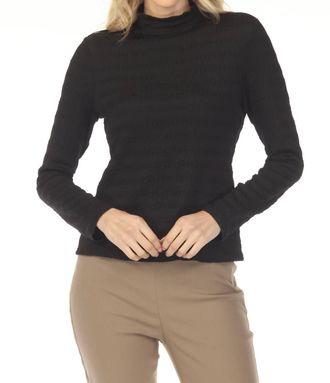 Joseph Ribkoff Textured Knit Mockneck Fitted Top In Black