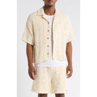 Honor The Gift Mind Maze Cotton Blend Camp Shirt in Natural at Nordstrom, Size Xx-Large