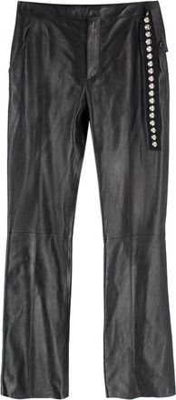 Louis Vuitton Black Kick Flare Leather Trousers with Stud Detail Size S