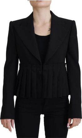 Dolce & Gabbana Zwarte Wol Blazer Jas - Dames - Blazers - Zwart - XS - Wol - Jassen
