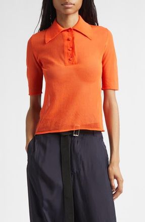 Plan C Cotton Blend Polo Sweater in Poppy at Nordstrom, Size 10 Us