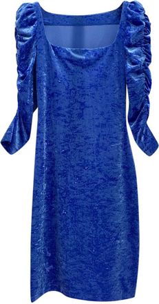 Bespoke French Couture Electric Blue Panne Velvet Dress Size S
