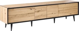 Beliani Mueble Tv Moderno Tipo Loft Sal&oacute;n Dormitorio 2 Puertas 4 Cajones Mdf Patas De Metal Marr&oacute;n Claro Silverton