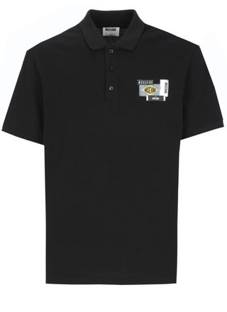 Moschino Black Classic Collar Patches Cotton Polo Shirt