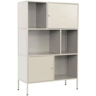 Sweeek Industrial metal storage cabinet with 6 compartments Cream 80x35x125 cm - Oklahoma