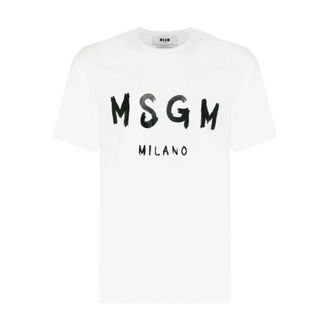 Msgm Msgm, Tops, Heren, Wit, L, Katoen, Milano Graphic T-Shirt