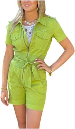 Aeronautica Korte Jumpsuit - Dames - Playsuits - Groen - M - Katoen - Jumpsuits & Playsuits