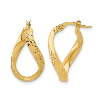 Diamond2Deal 14K Yellow Gold Diamond-cut Twist Hoop Earrings