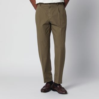 Santaniello Olive green trousers in cotton blend