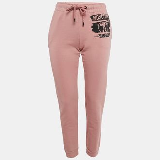 Moschino Moschino Pink Logo Print Cotton Sweatpants S