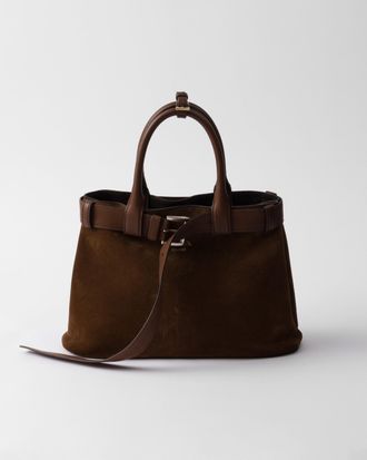 Prada Buckle medium suede bag with belt