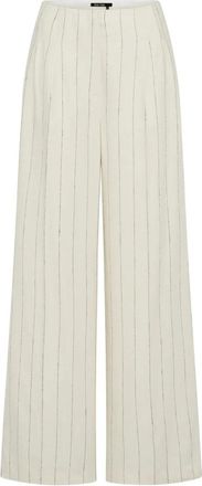 Marc Aurel Viscose en Linnen Broek met Fijne Streep - Dames - Wijde Broeken - Beige - XL - Linnen - Broeken