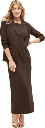 Jessica London Stretch Crepe Maxi Jacket Dress in Chocolate at Nordstrom, Size 26